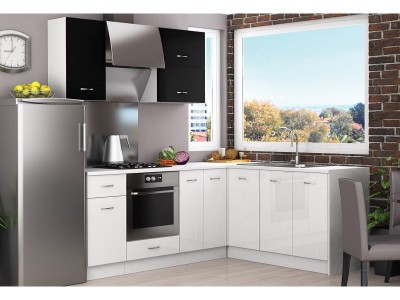 Κουζίνα Alis 18 (μαύρο/λευκό στιλπνό)